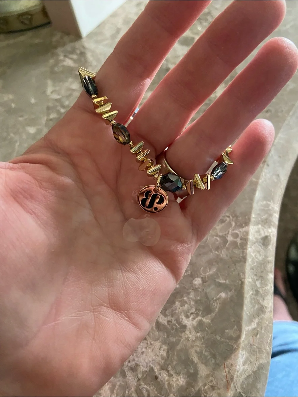 Lot of 2 Crystal Stretch Bracelets with Signature Charm